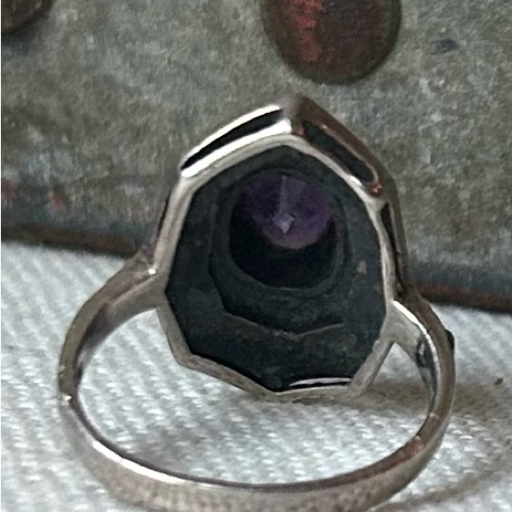 Art Deco Amethyst Sterling Ring - Picture 9 of 14